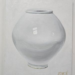 (원화) 6호 캔버스 유화그림 달항아리 그림 서양화