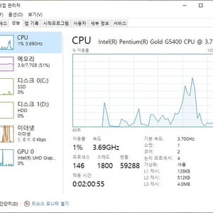 컴퓨터 본체(G5400, 윈도우 정품) 팝니다.