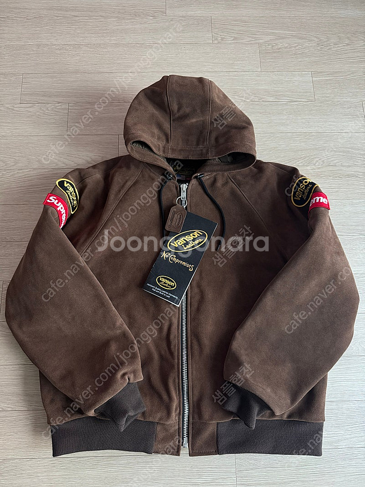 슈프림 밴슨 레더 후드 워크 자켓 브라운 스웨이드 M--0