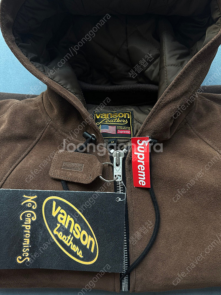 슈프림 밴슨 레더 후드 워크 자켓 브라운 스웨이드 M--2