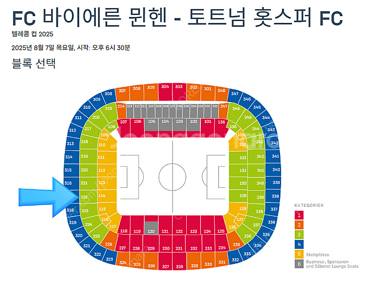 (독일 뮌헨) 뮌헨vs토트넘 경기 티켓 2층 (8월 7...--0
