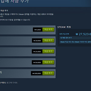 스팀 월렛 27500원팝니다 80% 비율게임선물가능