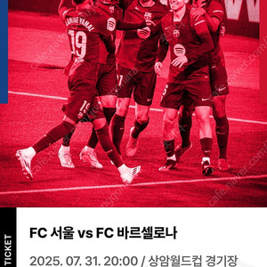 FC서울 vs 바르셀로나 티켓 1등석B 2매