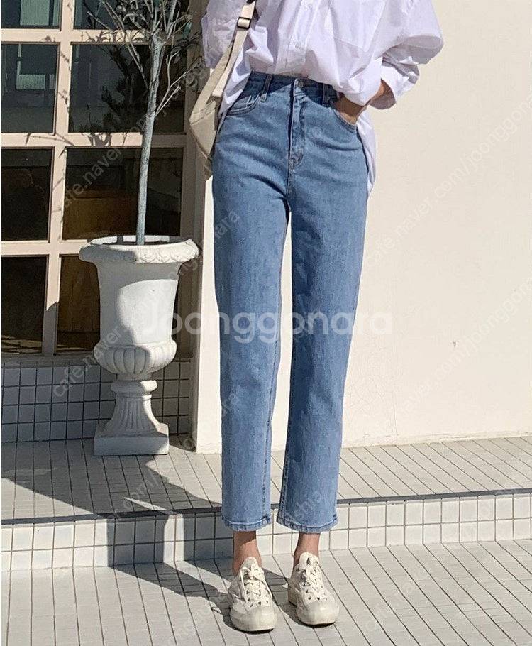 블랑오브 blanc aube 에펠 연청 데님 팬츠--9
