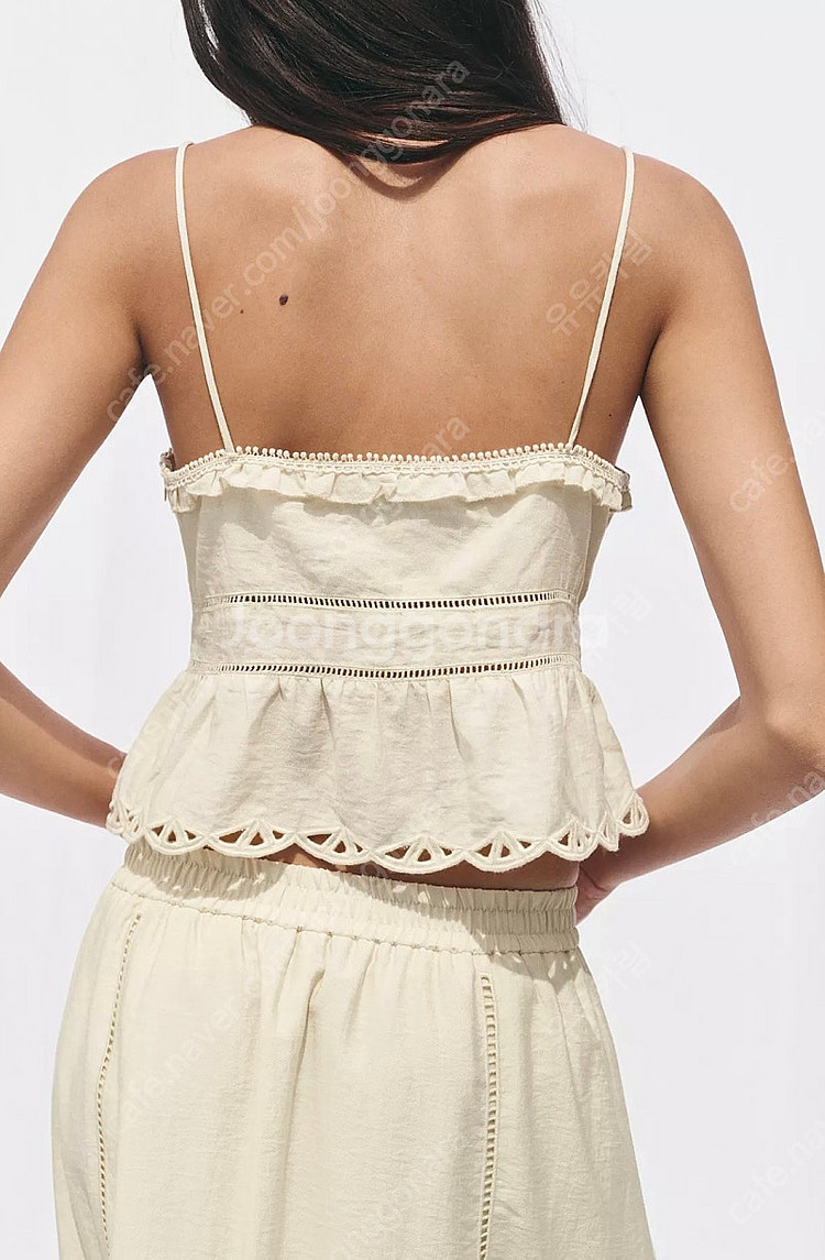 ZARA 자라 펀칭 크롭 탑, 츄 착용 자라 펀칭 크롭...--7
