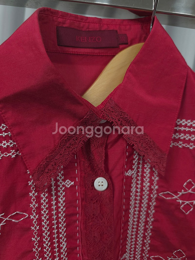 겐조 실크 레드/블랙 셔츠/한섬 타임 마인 시스템 띠어...--1