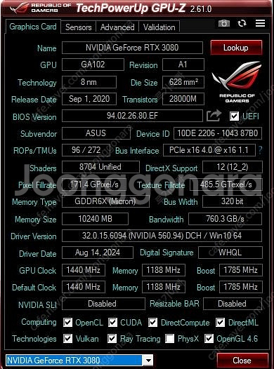ASUS TUF GAMING 3080 10GB 그래픽카...--9