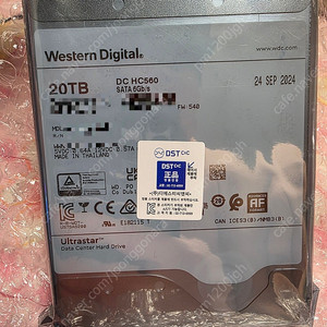 WD Ultrastar DC HC560 미개봉 판매합니다. (용량 : 20TB, 7200RPM / 512M)