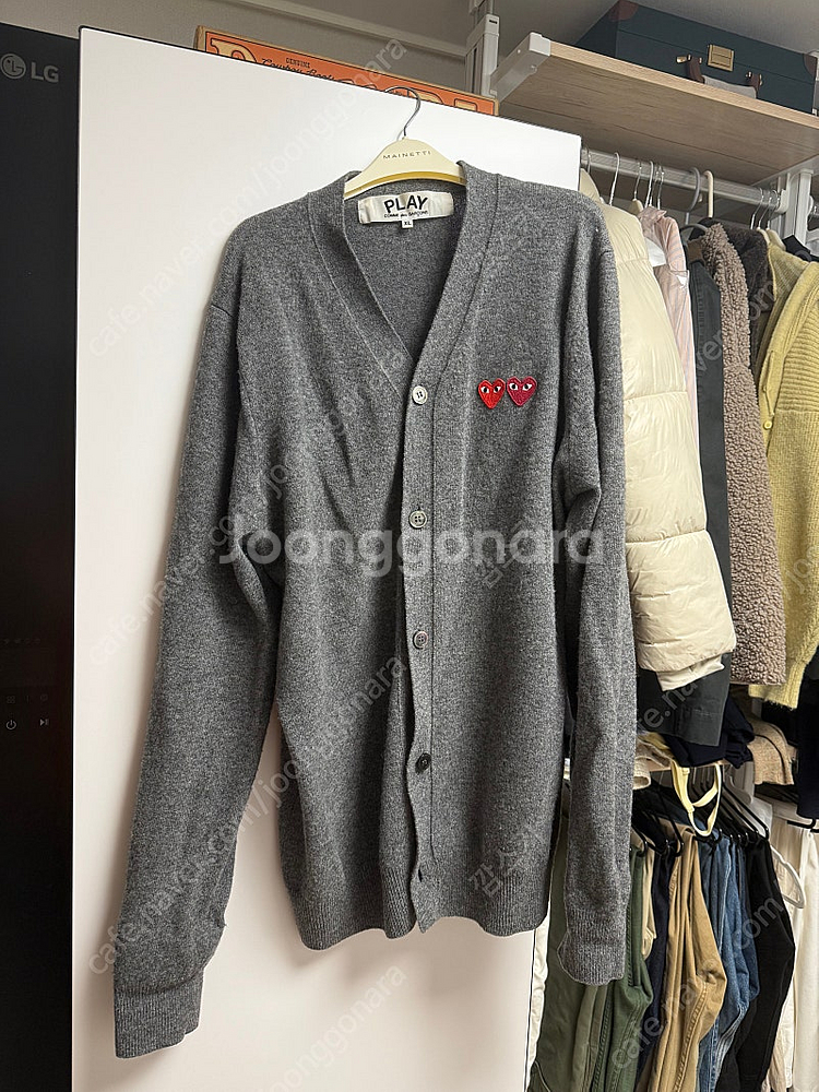 꼼데가르송 더블와펜 그레이 가디건 xl--0