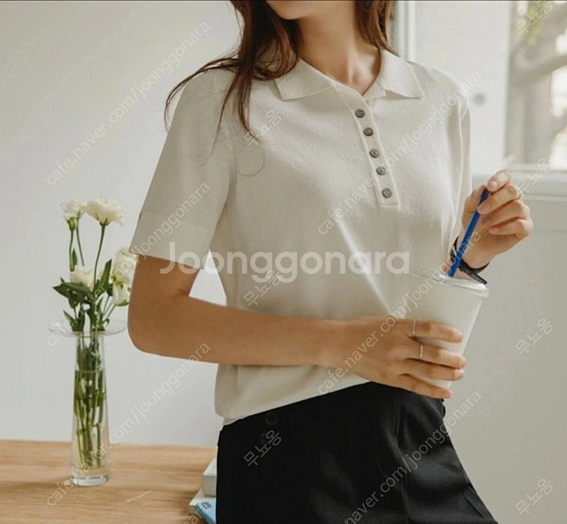 비스코스 원사 쿨 소재 구김적은 카라티 (핑크만 남음)--0