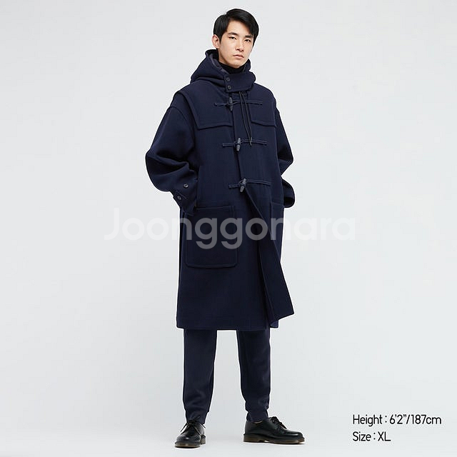 [S] 유니클로 질샌더 +J 오버사이즈 더플코트 블랙,...--1