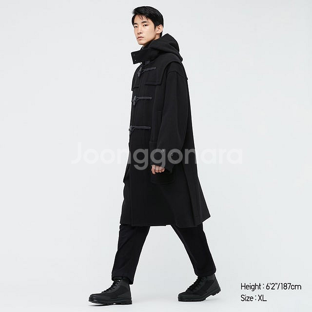 [S] 유니클로 질샌더 +J 오버사이즈 더플코트 블랙,...--2