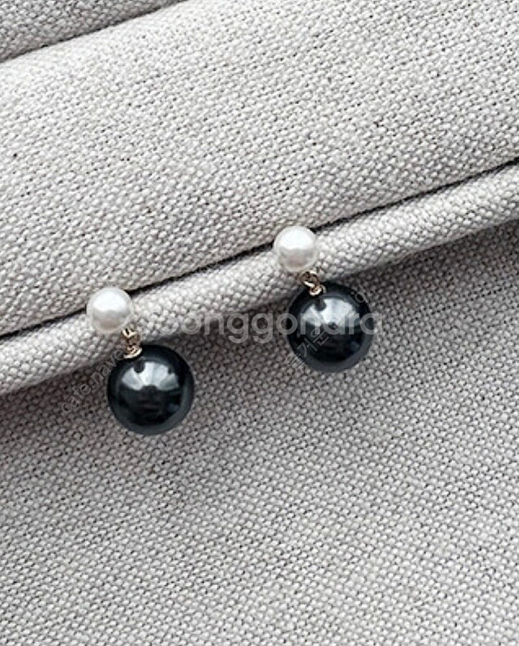 흑진주 드롭 귀걸이 (4mm+8mm)--0