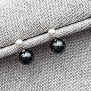 흑진주 드롭 귀걸이 (4mm+8mm)