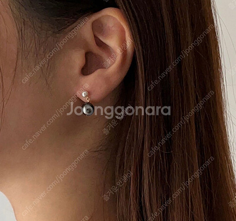흑진주 드롭 귀걸이 (4mm+8mm)--2