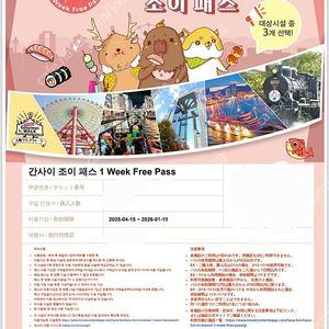 오사카 간사이 조이패스 3장