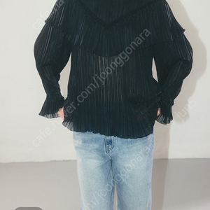 ORR 오르 세일 플리츠 러플 블라우스 블랙 M 새제품