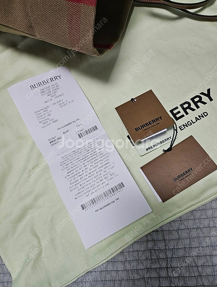 버버리 런던 미디움 체크 캔버스 쇼퍼백 토트백(8084...--3
