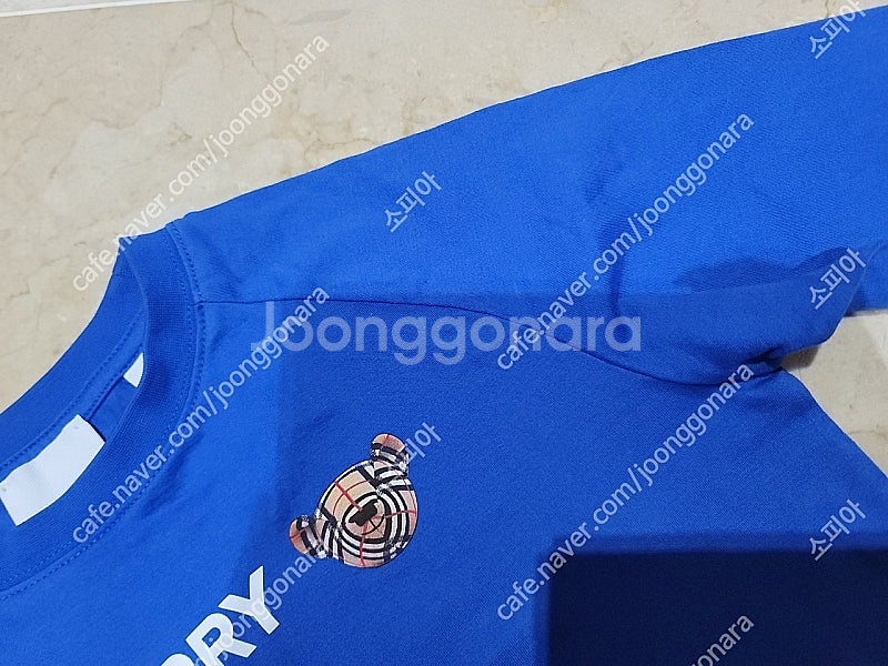 버버리 키즈 곰돌이 레터링 긴팔 티셔츠 블루 8Y--4