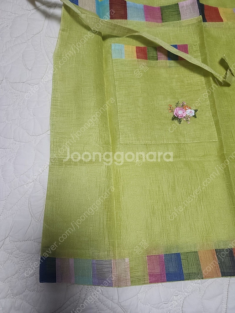 전통 모시 색동 앞치마 새상품--4