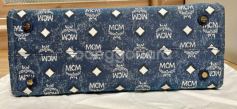 MCM 뮌헨 빈티지 데님 자카드 라지 토트백 (MWTD...--3