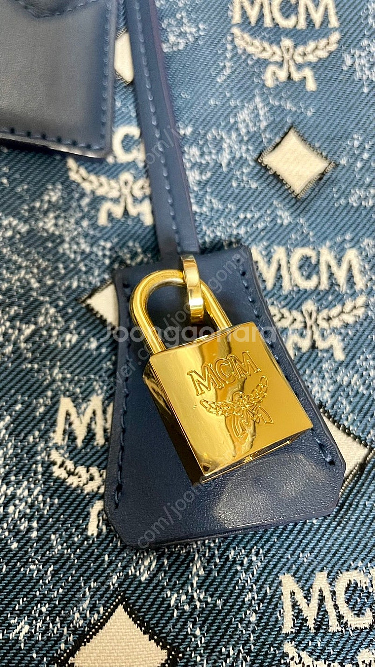 MCM 뮌헨 빈티지 데님 자카드 라지 토트백 (MWTD...--7