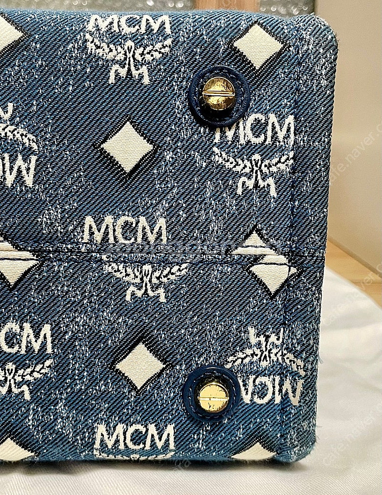 MCM 뮌헨 빈티지 데님 자카드 라지 토트백 (MWTD...--8