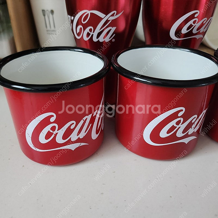 코카콜라 법랑컵,틴재질컵 일괄--2