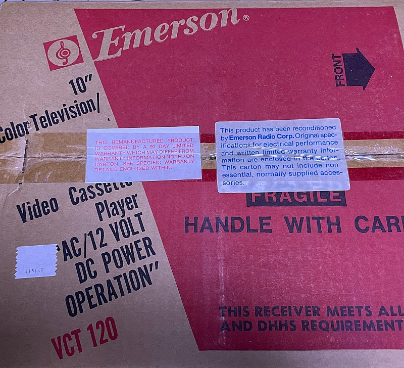 초밀봉(새상품)1989년산~10인치 레트로티비/브라운관 칼라티비/미니 비디오비전/에머슨전자[MADE IN JAPAN...--2