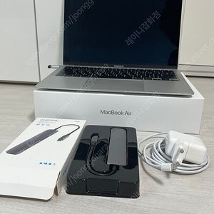 맥북 에어 M1 13 인치 풀박스 + 엘라고 USB-C 허브
