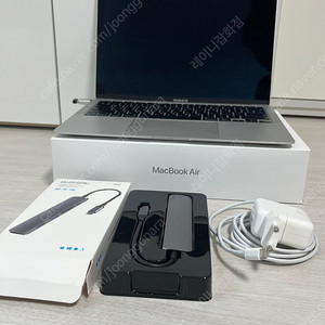 맥북 에어 M1 13 인치 풀박스 + 엘라고 USB-C 허브