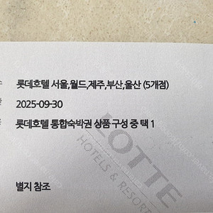롯데호텔 통합숙박권