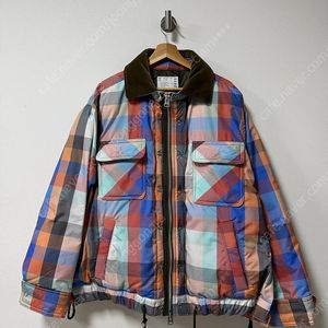 사카이 (sacai) 벨벳 카라 패디드 체크 자켓 패딩 다운 3
