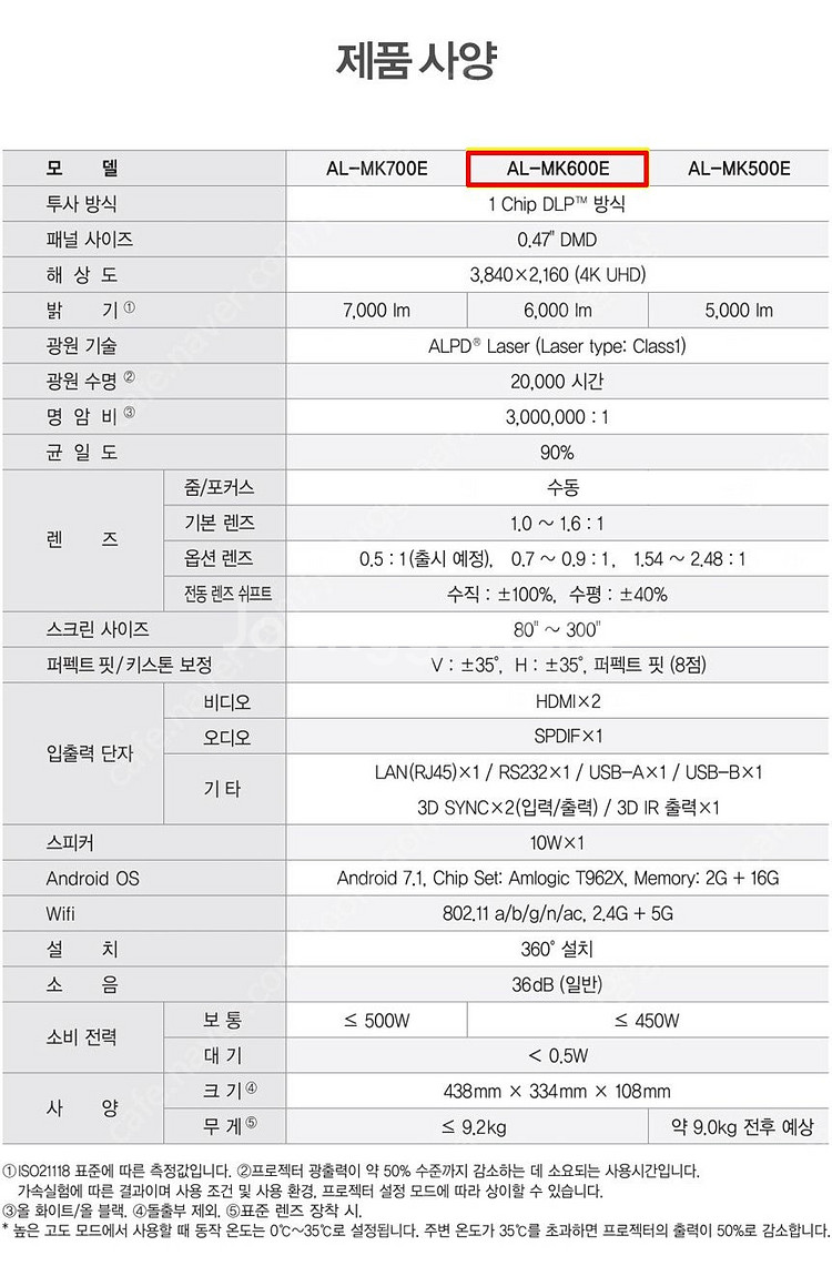 [아포트로닉스] AL-MK600E 6000안시 4K U...--6