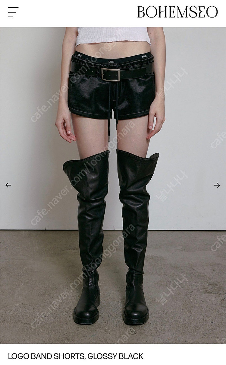 *택O새상품*보헤미안서울 로고밴딩쇼츠 팬츠 글로시블랙:2사이즈 이미지