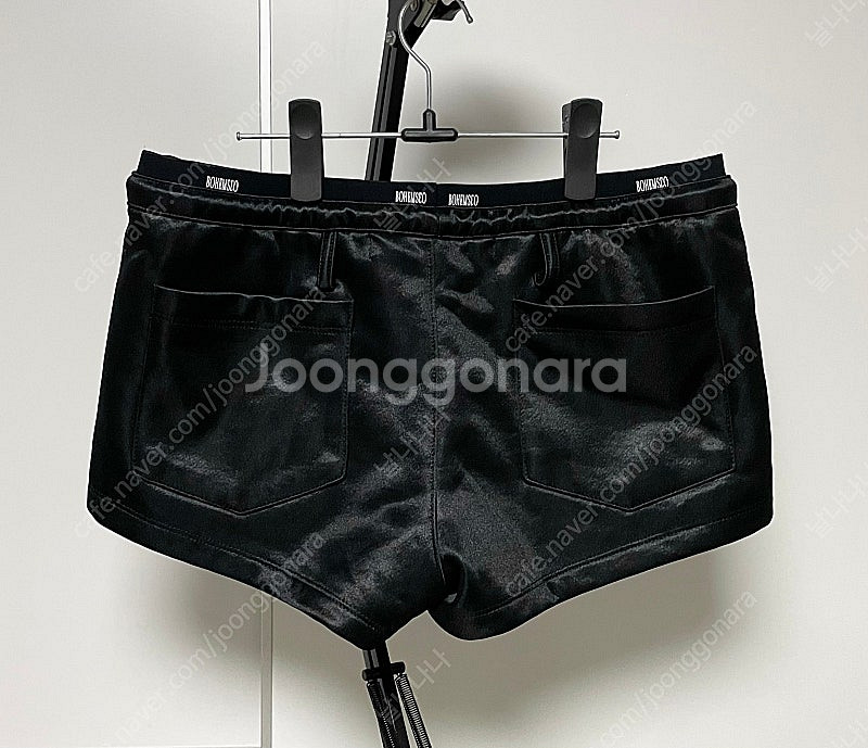 *텍달린새상품*보헤미안서울 로고밴딩쇼츠 팬츠 글로시블랙...--4