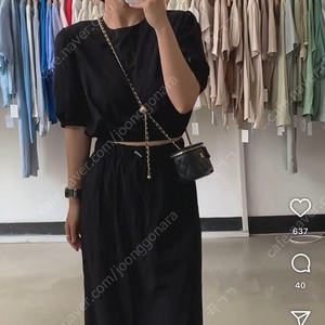 여름 밴딩 블라우스, 스커트 세트 카키베이지