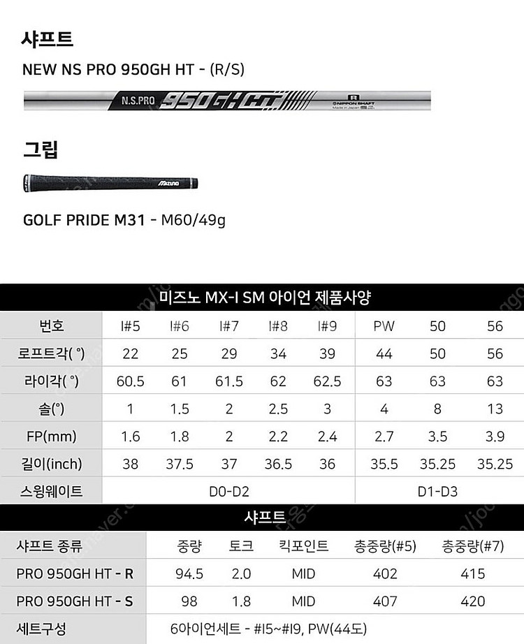 미즈노 mx-1 스피드메탈 5~P 6아이언 새제품 싸게...--1