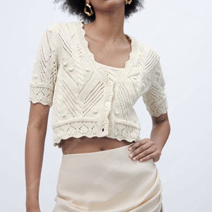 [새상품]ZARA 자라 포인텔 니트 탑 가디건 S