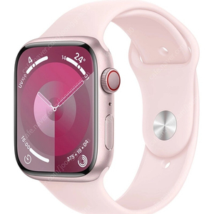 애플 워치 Apple Watch S9 45mm GPS + Cellular 핑크/라이트 핑크 스포츠 밴드 - M/L