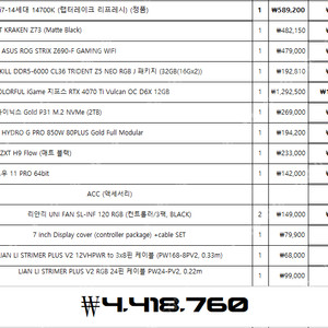 4070TI 불칸 인텔 14700K 블랙 감성 고사양 게이밍 컴퓨터 본체