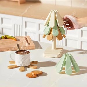 트리 실리콘 냄비 받침 파스텔 새상품