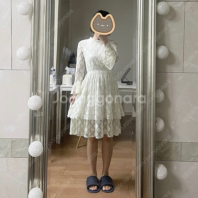 비침없는 아이보리 레이스원피스 미디원피스 55-66 셀...--0