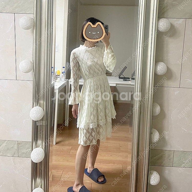 비침없는 아이보리 레이스원피스 미디원피스 55-66 셀...--1
