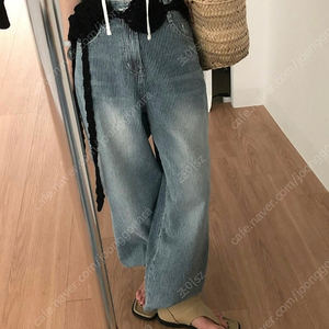 유인어스 스트라이프 데님 팬츠 라지 새상품