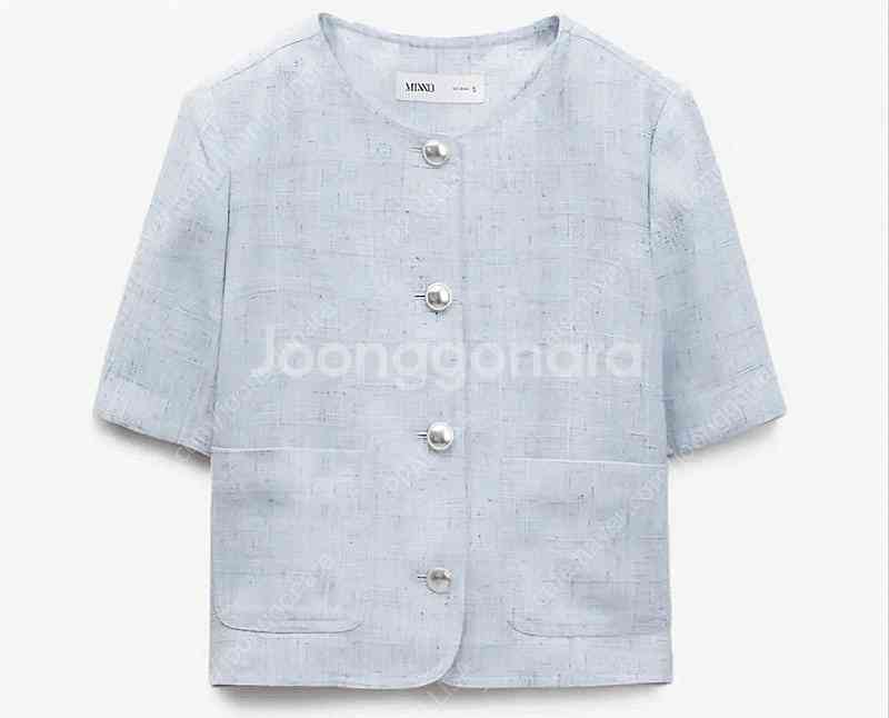 미쏘 라운드넥 크롭 반팔 트위드 자켓, 미쏘 반팔 니트--0