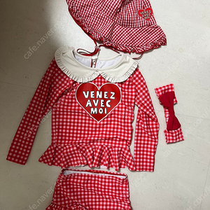 리미떼두두 레드체크 수영복 모자 m