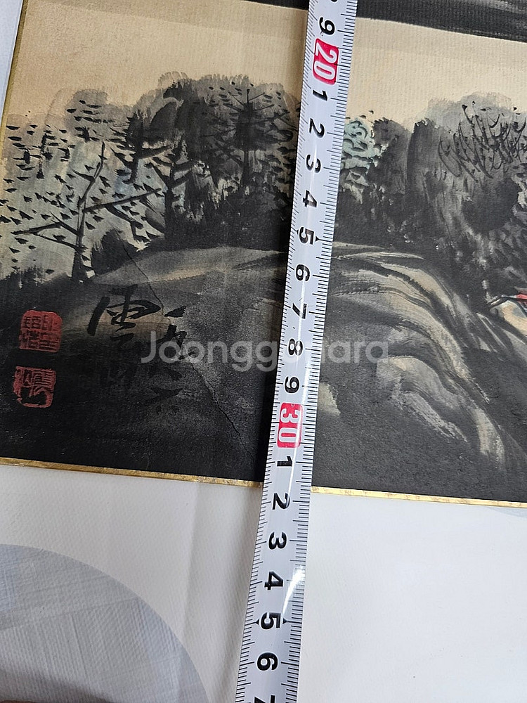 오래된 동양화 운산 수묵산수화 두꺼운지판 그림 낙질 4...--4