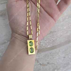 천연 페리도트 18k 금 목걸이 추 6.37g