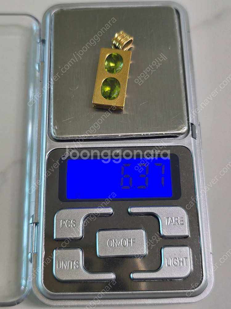 천연 페리도트 18k 금 목걸이 추 6.37g--5